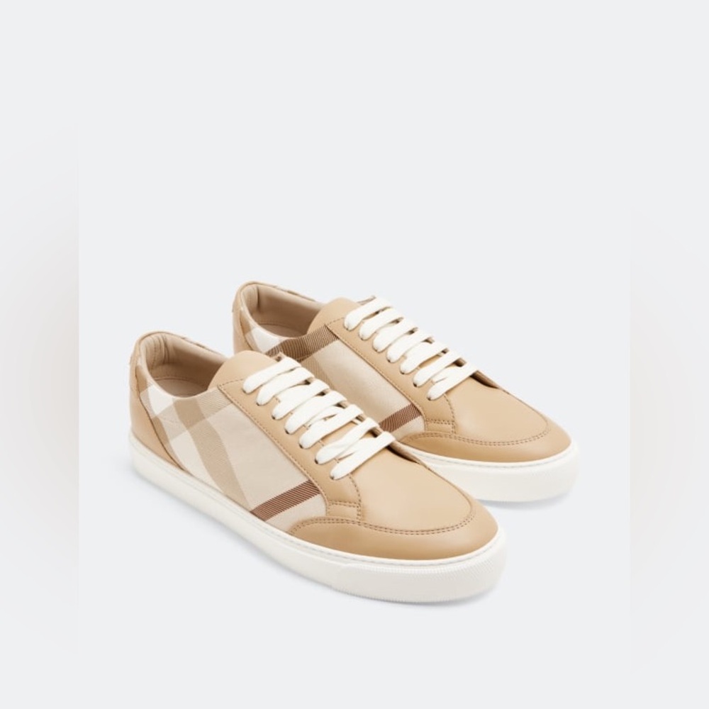 Burberry women’s classic Check leather sneakers - Picture 1 of 8
